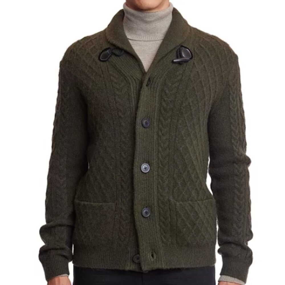 Paisley & Gray Men's Toggle Cable-Knit Cardigan Fern Size M